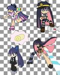  multicolored_hair panty_&amp;_stocking_with_garterbelt police police_uniform school_uniform stocking_(character) stocking_(psg) stripes_i_&amp;_ii uniform waitress 