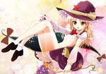  ass blonde_hair blush braid flat_chest gap hat kirisame_marisa legs navel nipples nude porurin revealing_cutout solo touhou witch_hat yellow_eyes 