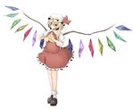  ascot blonde_hair flandre_scarlet hat highres kinou_no_shika red_eyes side_ponytail skirt solo touhou wings 