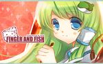  bad_id bad_pixiv_id blue_eyes blush face frog green_hair hair_ornament heco_(mama) kochiya_sanae light_smile long_hair solo touhou 