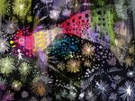  abstract aerial_fireworks bubble colorful fireworks fish original planet saturn solo star surreal yoshida_yoshitsugi 