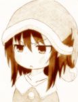  bad_id bad_pixiv_id christmas datougodees hat marui_hitoha mitsudomoe monochrome open_mouth sepia sketch solo traditional_media 