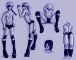  ass blindfold boots bulge crossdressing knee_pads kneepads male monochrome naruto short_shorts shorts tattoo topless uchiha_sasuke uzumaki_naruto yaoi zardara 