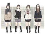  blazer jacket kajiki long_hair multiple_girls original pleated_skirt scarf school_uniform serafuku skirt socks 