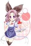  dessert food kurumi_(tukihina) parfait purple_eyes purple_hair shirayuki_(sister_princess) short_hair sister_princess solo thighhighs translation_request tray tsukuyo_(artist) 