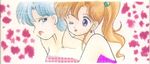  bishoujo_senshi_sailor_moon blue_hair hug hug_from_behind kino_makoto mizuno_ami ponytail shout shouting tongue yuri 