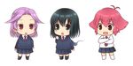  :d :o antenna_hair black_hair blazer brown_eyes chabacha chibi green_eyes jacket kajiki_yumi kanbara_satomi multiple_girls necktie open_mouth pink_hair purple_eyes red_hair saki school_uniform sidelocks skirt smile touyoko_momoko tsuruga_school_uniform 