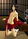  androgynous incense japanese_clothes kimono male male_focus solo trap undressing 