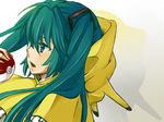  blue_eyes cosplay female gradient gradient_background green_hair hatsune_miku long_hair pikachu_(cosplay) poke_ball pokeball pokemon solo twintails vocaloid 