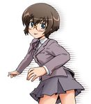  brown_hair cea_se glasses grey_eyes ore_no_imouto_ga_konna_ni_kawaii_wake_ga_nai school_uniform short_hair solo tamura_manami tongue 