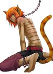  animal_ears anklet araihime bite_mark cat_ears cat_tail catboy chains claws collar earrings fangs jewelry leash male male_focus petboy simple_background slave solo tail tattoo white_background 