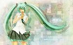  closed_eyes green_hair hatsune_miku jigsaw_puzzle long_hair necktie puzzle puzzle_(vocaloid) skirt solo twintails very_long_hair vocaloid wallpaper yohchi 