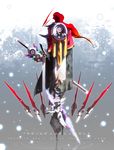  absurdres alternate_costume alternate_hairstyle alternate_weapon bad_id bad_pixiv_id floating hat highres hinanawi_tenshi huge_weapon long_hair pants persona red_eyes short_hair siirakannu solo sword touhou weapon 