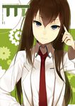  blue_eyes brown_hair labcoat long_hair makise_kurisu necktie red_neckwear sasamori_tomoe solo steins;gate 