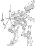  greyscale highres mecha messiah-10 monochrome no_humans simple_background sketch steel_battalion 