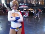  belt cape cleavage_cutout clef_chan cosplay crossed_arms dc_comics gloves leotard photo power_girl power_girl_(cosplay) 