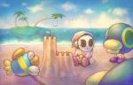  beach blue_skin cataquack cheep_cheep fiski_the_cheep-cheep louivi mario_bros mask nintendo sand_castle sculpture seaside shyguy swing tree video_games water 