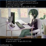  bad_id bad_pixiv_id computer green_eyes green_hair keyboard_(computer) laki linux mouse_(computer) programming 