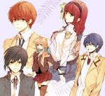  3boys angel_beats! black_hair blue_hair brown_hair harukaze_(jonathan) hinata_(angel_beats!) long_hair multiple_boys multiple_girls naoi_ayato otonashi_(angel_beats!) scarf school_uniform serafuku short_hair tears thighhighs yui_(angel_beats!) yuri_(angel_beats!) 