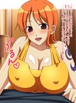  big_breasts blush breasts bunbobo cleavage erect_nipples highres huge_breasts nami nami_(one_piece) one_piece orange_hair short_hair tattoo 