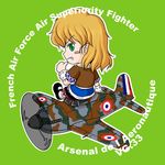  aircraft airplane arm_warmers blonde_hair blush_stickers commentary_request green_eyes mizuhashi_parsee pointy_ears sakurato_tsuguhi short_hair solo touhou vg-33 world_war_ii 