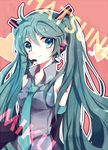  ahoge aqua_eyes aqua_hair asprach bad_id bad_pixiv_id detached_sleeves hatsune_miku headset long_hair necktie smile solo twintails very_long_hair vocaloid 