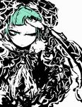  aqua_eyes aqua_hair bad_id bad_pixiv_id f7(eiki) green_hair kagiyama_hina monochrome short_hair solo spot_color touhou 