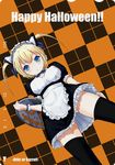  animal_ears blonde_hair blue_eyes cat_ears from_below maid moyacy original solo thighhighs twintails zettai_ryouiki 