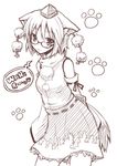  absurdres animal_ears bespectacled detached_sleeves glasses greyscale hat highres inubashiri_momiji lockheart monochrome solo tail tokin_hat touhou wolf_ears wolf_tail 