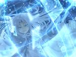  .hack//g.u. .hack//sign 1girl aqua aura_(.hack//) bad_id bad_pixiv_id dress infinity long_hair rara419 white_hair 