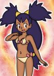  artist_request bra brown_eyes iris_(pokemon) lingerie long_hair panties pokemon purple_hair underwear 