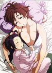  age_difference amaha_masane amaha_rihoko big_breasts breasts cleavage large_breasts mother_and_daughter mother_daughter shirt_pull sleeping witchblade 