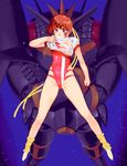  brown_hair gunbuster headband leotard short_hair solo spread_legs takaya_noriko top_wo_nerae! torn_clothes 