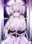  absurdres breasts dress faye_(front_innocent) frills front_innocent hair_ribbon highres large_breasts long_hair moon night ribbon solo urushihara_satoshi very_long_hair white_hair window 