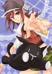  brown_eyes cat hat misaki_shiki mr._mew red_hair stuffed_animal stuffed_toy subarashiki_kono_sekai 