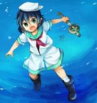  anchor bad_id bad_pixiv_id black_hair boots green_eyes hishaku murasa_minamitsu rex_k sailor solo touhou underwater 