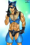  abs chest gradient gradient_background lowres lucario male male_focus muscle pecs pokemon solo speedo swim_briefs 