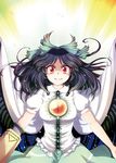  black_hair cape long_hair mikagami_hiyori reiuji_utsuho solo touhou 