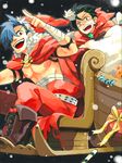  bandages blue_hair cape christmas gift hat image_sample kamina male_focus md5_mismatch multiple_boys noeru_(soul64) pixiv_sample sack santa_costume santa_hat shirtless simon sleigh tegaki tengen_toppa_gurren_lagann 