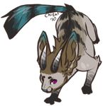  animal animal_ears black blue brown creature crouch cute fur furry gray grey horns lemur paws pink_eyes silver stripes tail tan white 