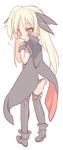  ass bad_id bad_pixiv_id blade_(galaxist) blonde_hair brown_eyes cape fate_testarossa long_hair looking_back lyrical_nanoha mahou_shoujo_lyrical_nanoha ribbon solo thighhighs twintails 