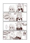  ... 3girls 4koma ahoge anger_vein blush book censored comic double_bun eyes_closed greyscale hairband heart hibiki_(kantai_collection) holding holding_book kantai_collection kongou_(kantai_collection) long_hair monochrome mosaic_censoring multiple_girls open_mouth smile spoken_ellipsis suzuya_(kantai_collection) throwing yua_(checkmate) 