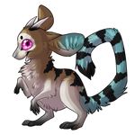  animal animal_ears creature furry happy horns lemur paws pink_eyes stripes tail 