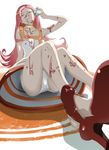  anemone_(eureka_seven) collar dress eureka_seven eureka_seven_(series) hair_ornament hairclip highres jam legs long_hair panties pink_hair purple_eyes sexually_suggestive shoes solo tashiromotoi tongue underwear upskirt 