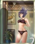  black_hair dressing lingerie mitarashi_anko naruto purple_hair snake solo 