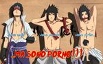  ass blindfold funny gag italian japanese_clothes male muscle naruto solo topless uchiha_sasuke undressing 