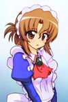  brown_hair folded_ponytail hayate_no_gotoku! maid maria_(hayate_no_gotoku!) red_eyes short_hair solo u-cha-py 