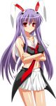  absurdres animal_ears bunny_ears bunny_tail crossed_arms highres long_hair midriff necktie oyu_no_kaori pleated_skirt purple_hair red_eyes red_neckwear reisen_udongein_inaba skirt solo tail touhou transparent_background 