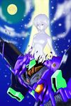  ayanami_rei cloud eva_01 expressionless lilith_(ayanami_rei) moon neon_genesis_evangelion neosworldend night no_nipples nude outdoors red_eyes robot role_reversal short_hair star 