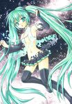  bridal_gauntlets detached_sleeves digital_dissolve funnyfunny green_eyes green_hair hatsune_miku hatsune_miku_(append) long_hair marker_(medium) navel necktie open_mouth skirt solo sparkle thighhighs traditional_media twintails very_long_hair vocaloid vocaloid_append 